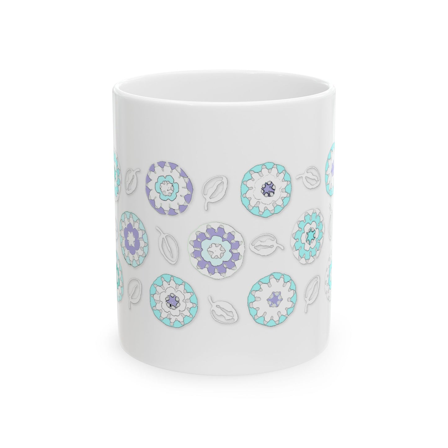 Coffee Mug Design Image--Pastel Blue Crochet Pattern On White