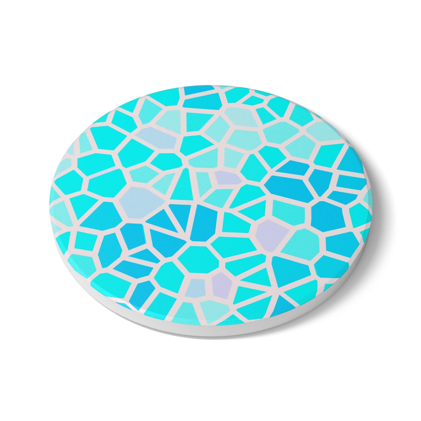Geomeric Mosaic Ceramic Coaster — Aqua