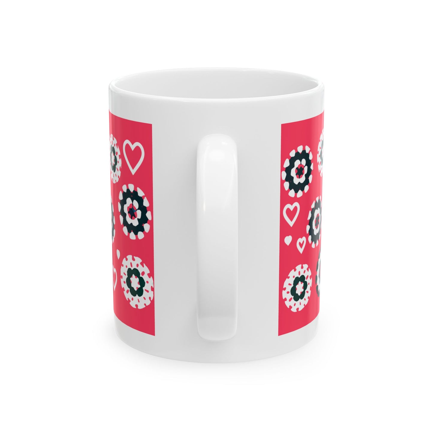 Coffee Mug Design Image - Black Crochet Pattern On Red