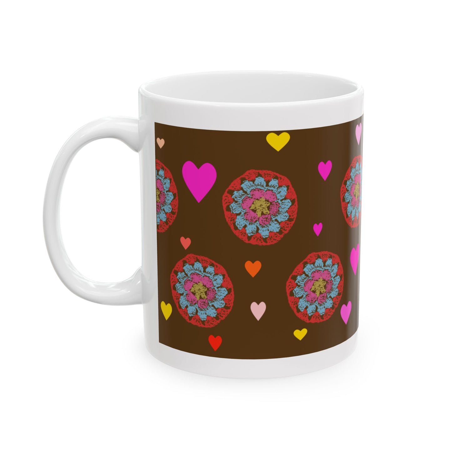 Coffee Mug Design Image - Red Crochet & Love Heart