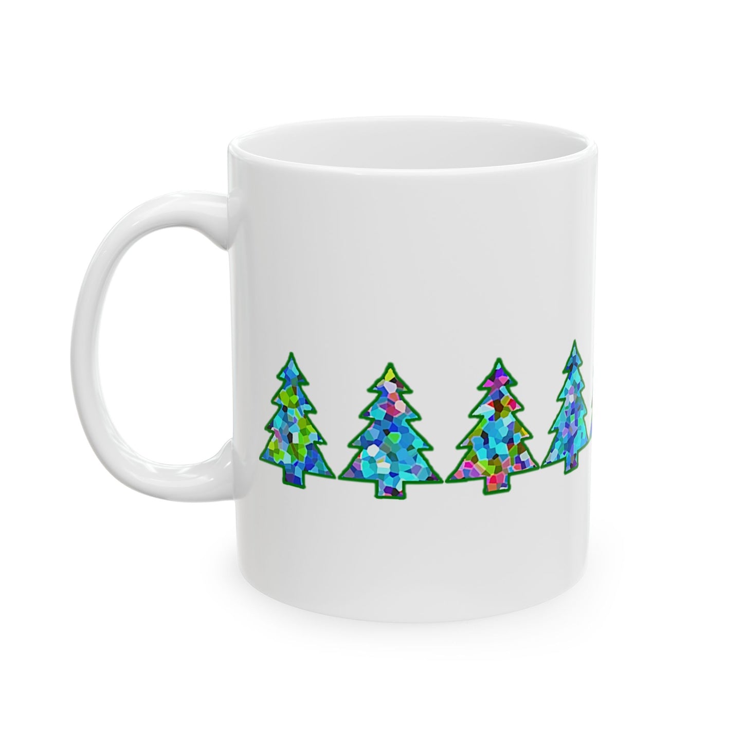 Coffee Mug Design Image--Christmas Tree With Colourful Lights ( Clear Background )