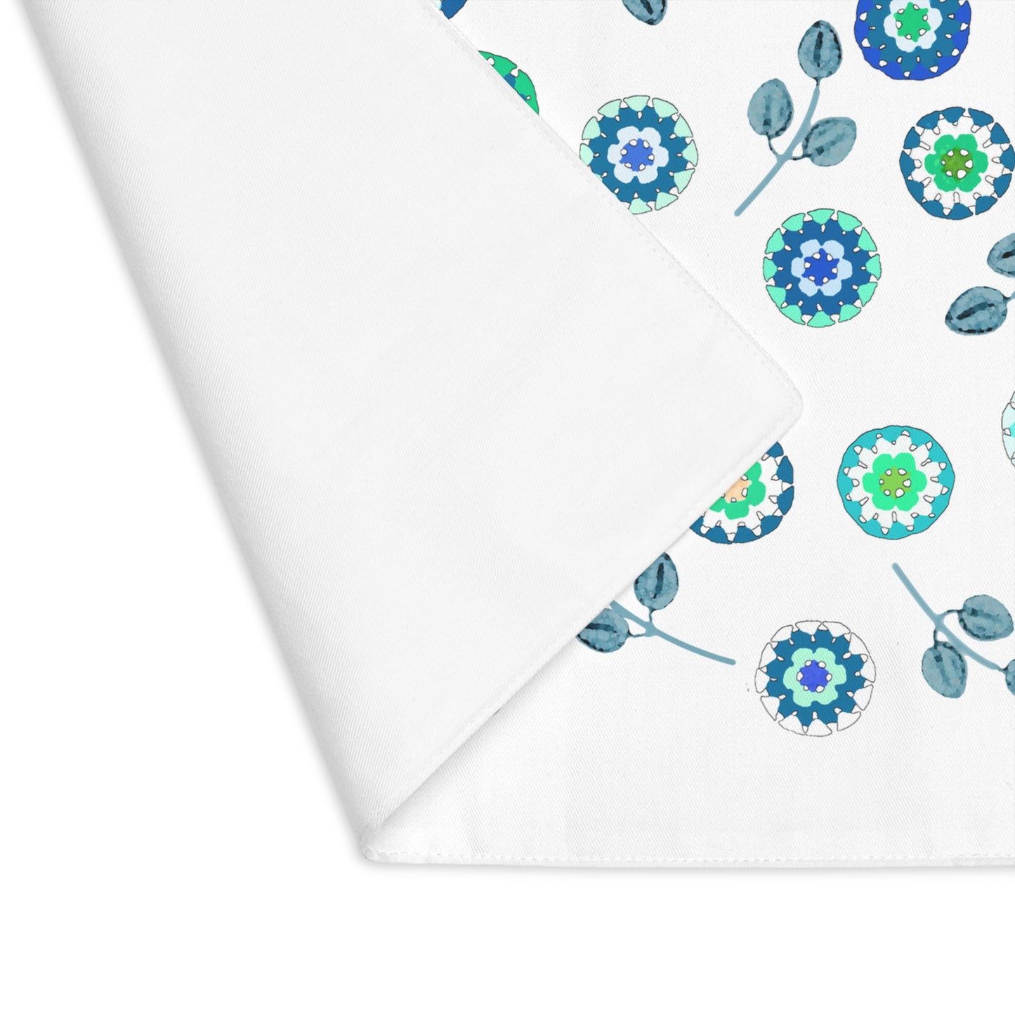 Teal Crochet Floral Print Placemat