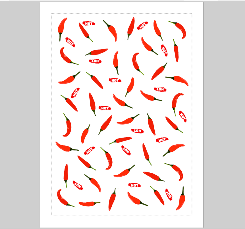 Red Chili Pepper Pattern Linen Cotton Tea Towel — Natural White