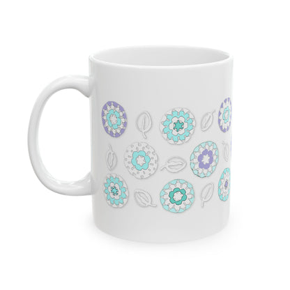 Coffee Mug Design Image--Pastel Blue Crochet Pattern On White