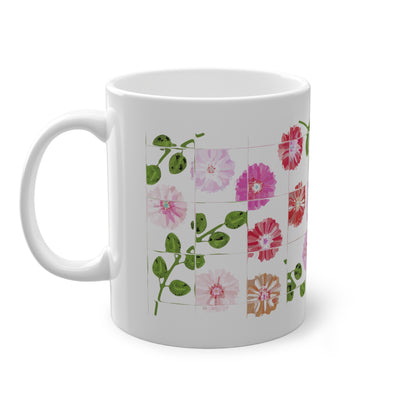 Morning Glory Tile Coffee Mug Design Image-- white