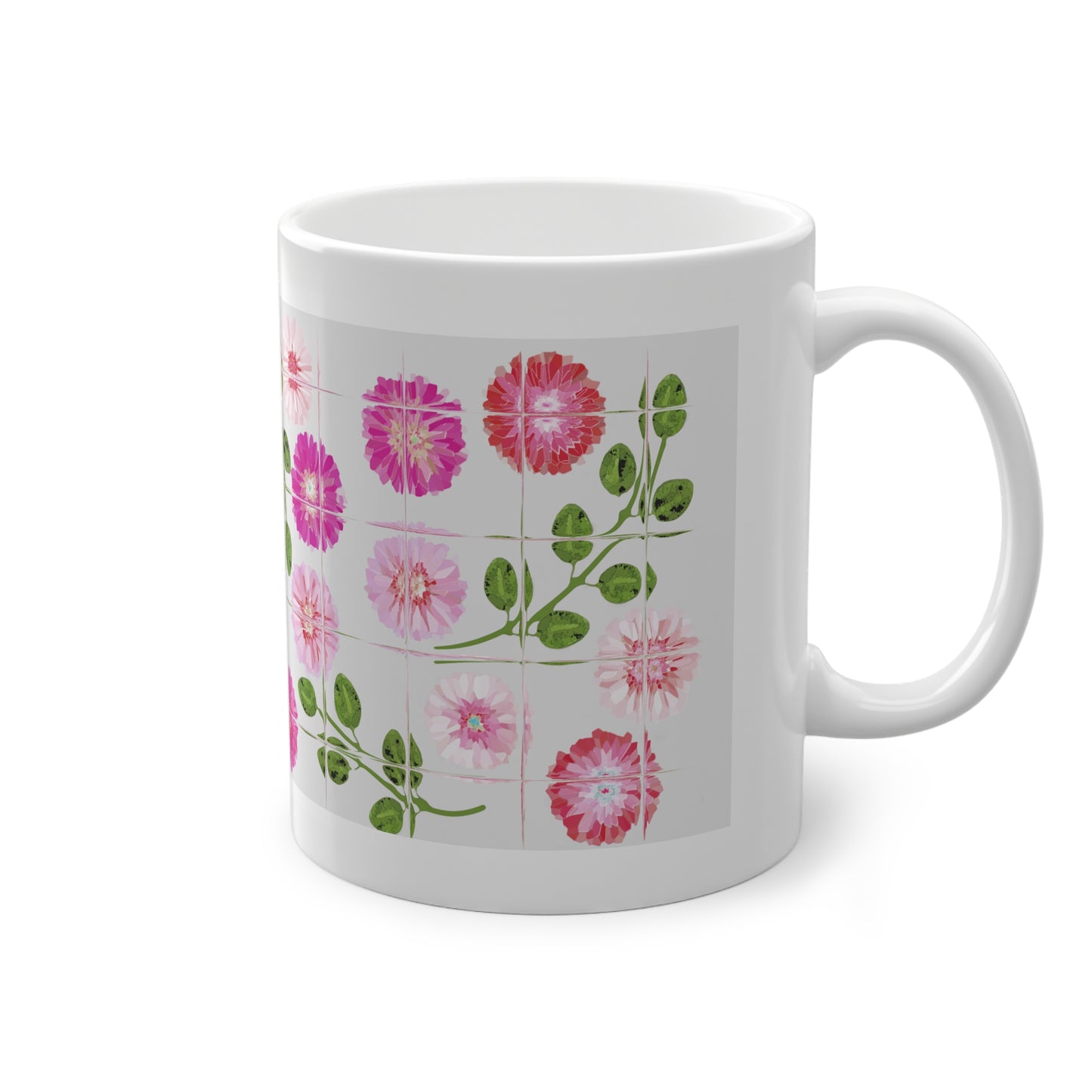 Morning Glory Tile Coffee Mug Design Image-- Grey