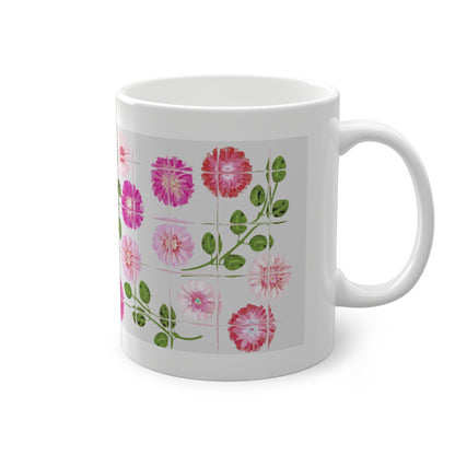 Morning Glory Tile Coffee Mug Design Image-- Grey