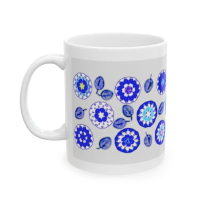 Coffee Mug Design Image--Coblt Blue Crochet Pattern In Grey