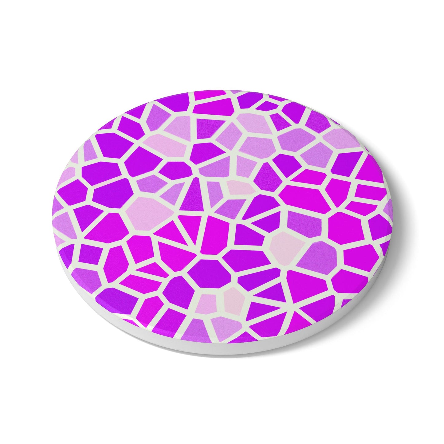 Geometric Mosaic Ceramic Coaster — Pink
