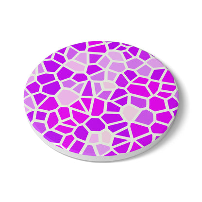 Geometric Mosaic Ceramic Coaster — Pink