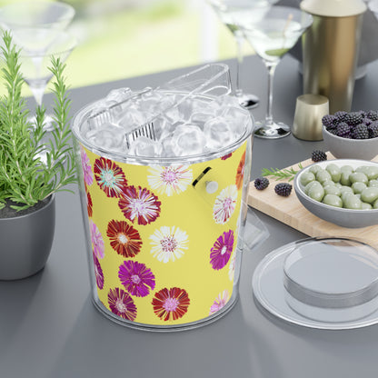 Daisy Flower Ice Bucket with Tongs – Bright Yellow