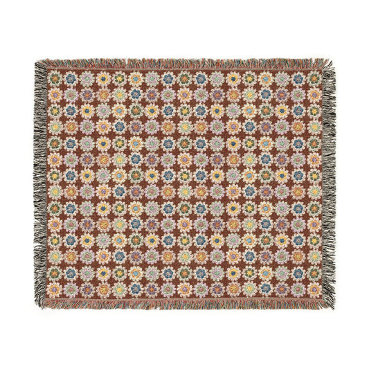 Boho Floral Woven Blanket - Brown Shade