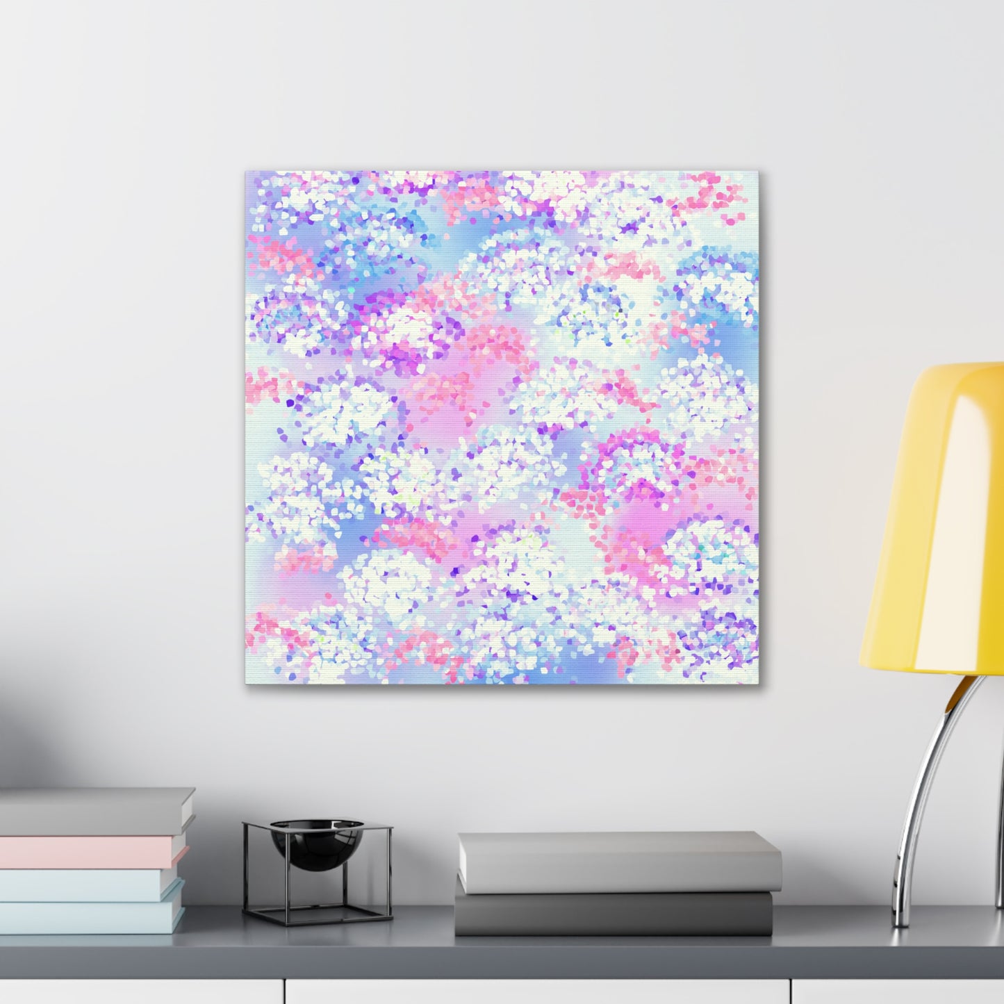 Stretched Abstract Canvas -- Cherry Blossom in Purple and Blue