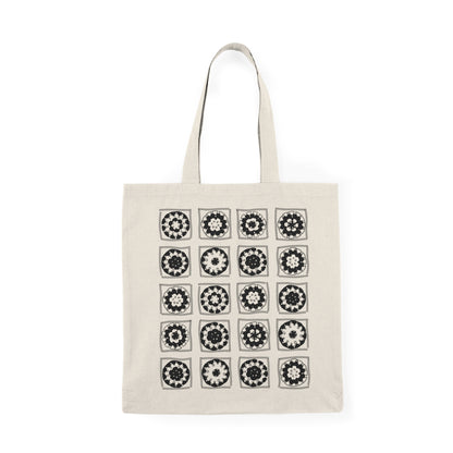 Crochet Pattern Natural Tote Bag — Black Print Canvas Tote