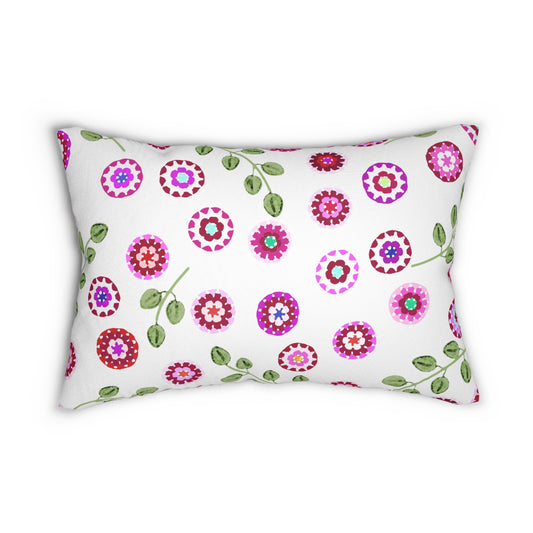Floral Lumbar Pillow — Pink Crochet Floral Pattern