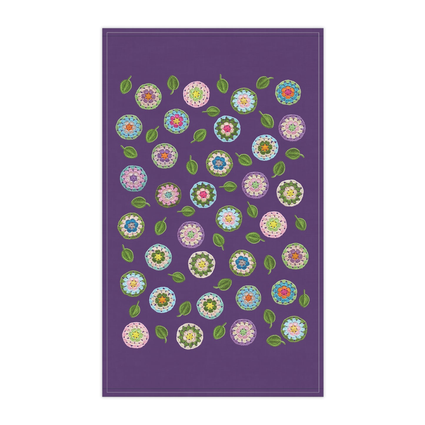 Crochet Pattern Print Tea Towels Purple