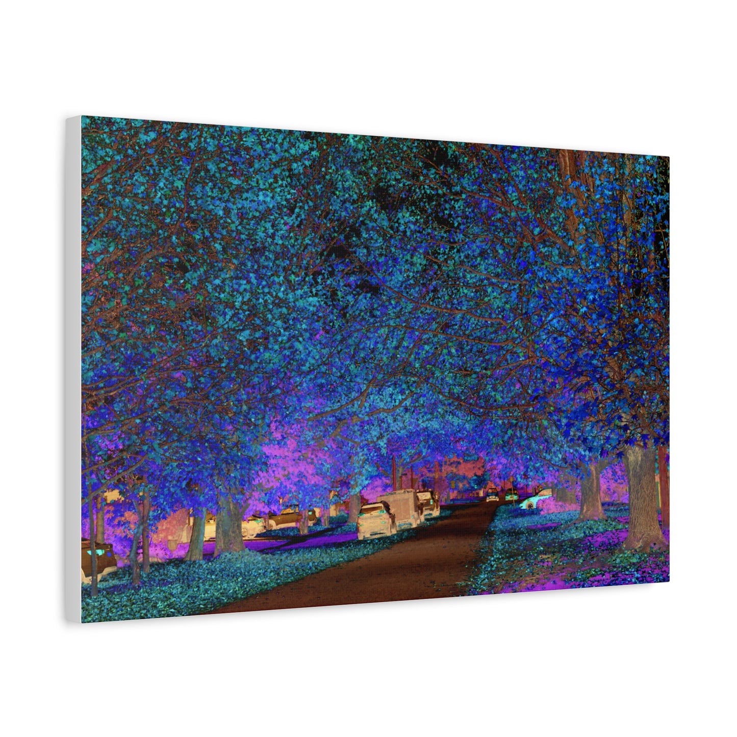 Matte Canvas Wall Art — Neon Forest Avenue Stretched Print 24"x 16"