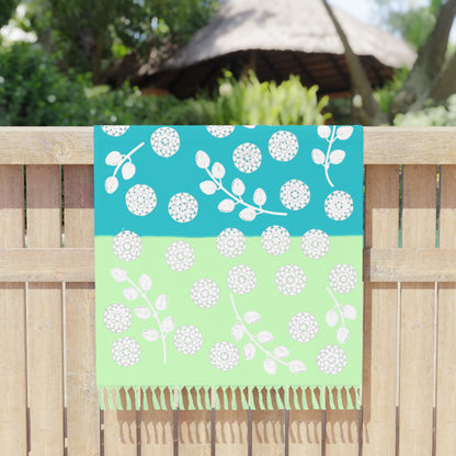 Boho Floral Beach Towel — Lightweight Turkish Fringe Beach Towel