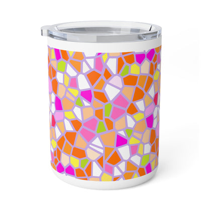 10oz Insulated Coffee Mug — Vibrant Mosaic Pattern