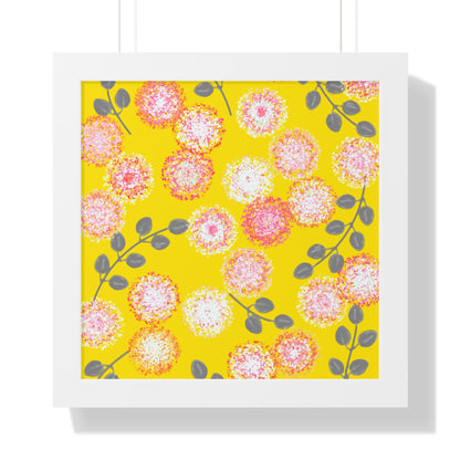 Framed Floral Vertical Poster - Yellow