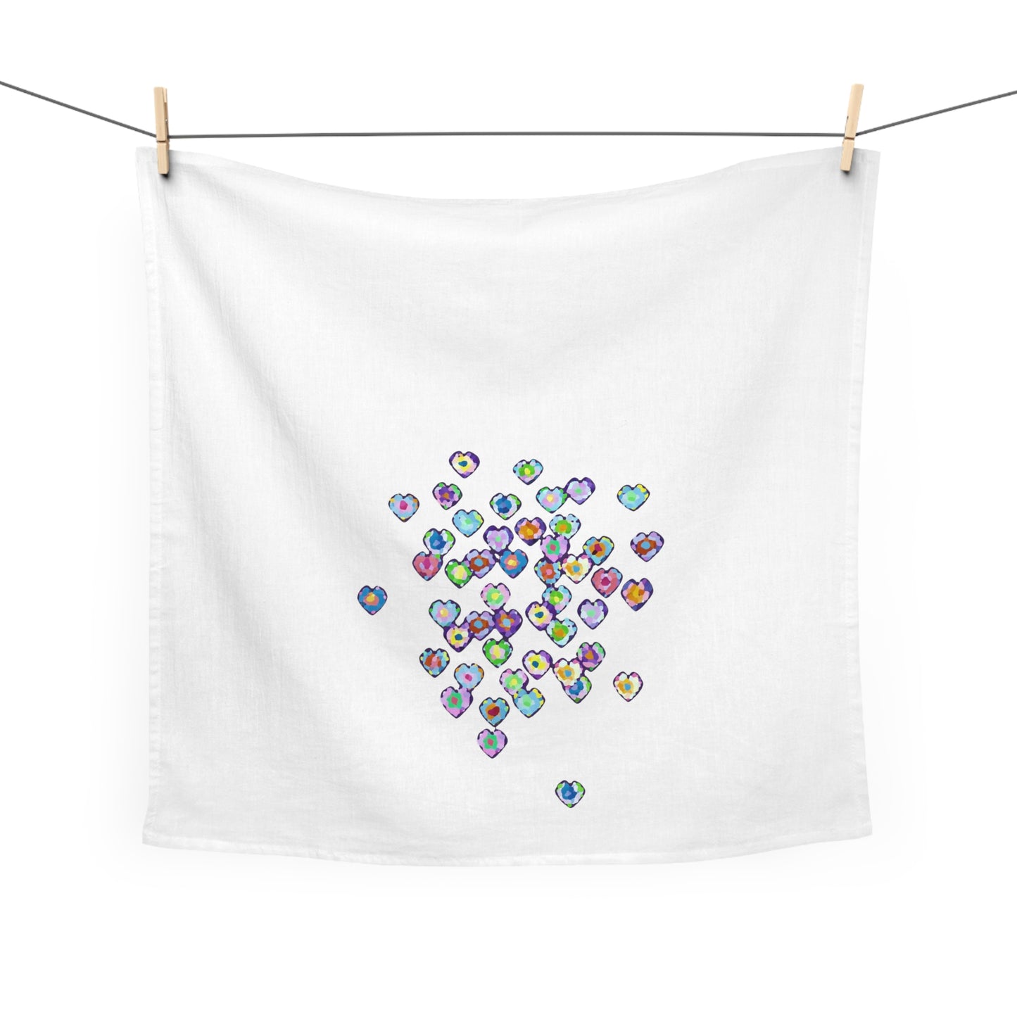 Tea Towel — Watercolor Heart Confetti Kitchen Towel