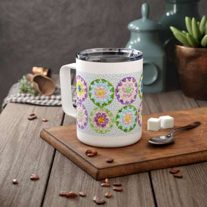 Crochet Pattern Print Insulated Coffee Mug, 10oz