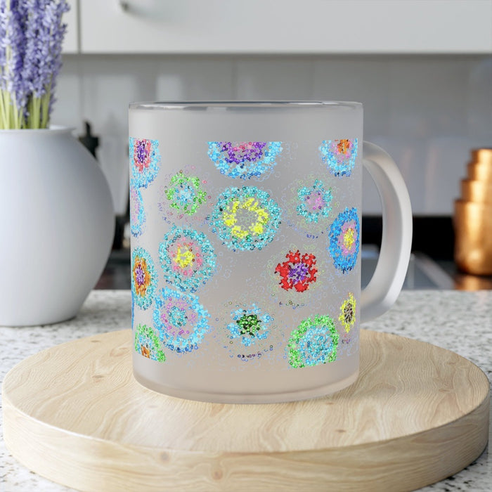 Frosted Glass Mug Floral Summer Breeze