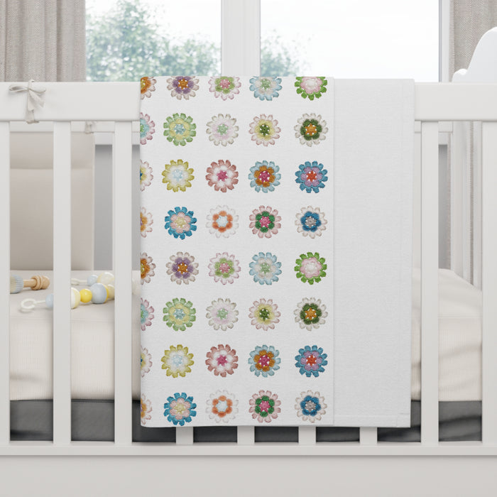 Soft Fleece Baby Blanket Crochet Floral Pattern 30" × 40"