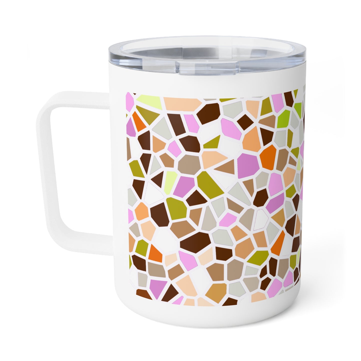 10oz Insulated Coffee Mug — Retro Mosaic Pattern