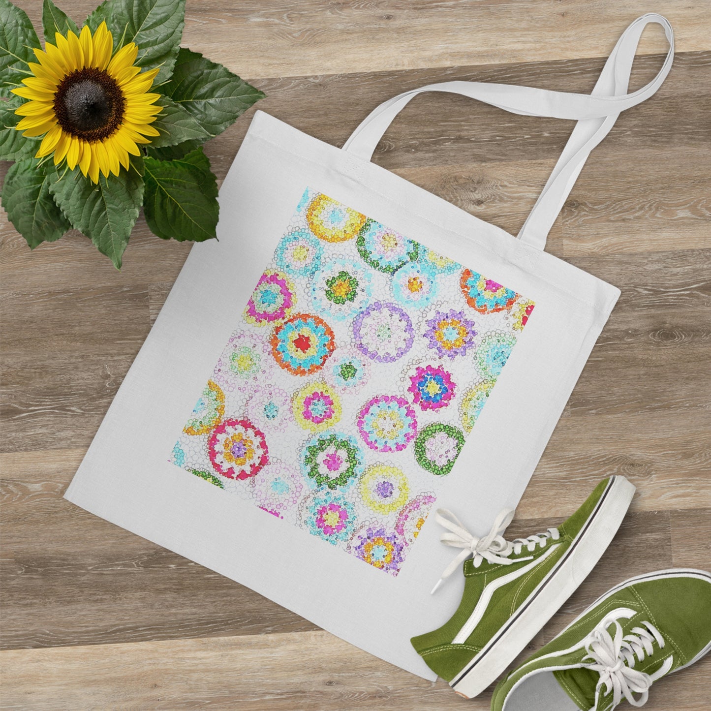 10 ( picture 100 196DPI ) Long Handle Cotton Tote Bag Floral