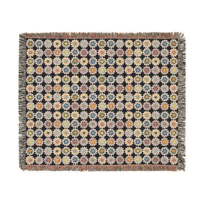 Boho Floral Woven Blanket - Black Shade
