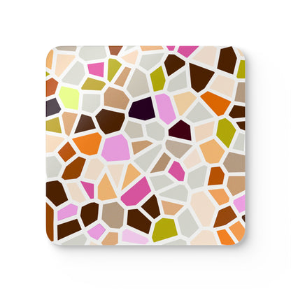 Cork Coaster Set — Retro Mosaic Tile Drink Coasters (4-Pack)
