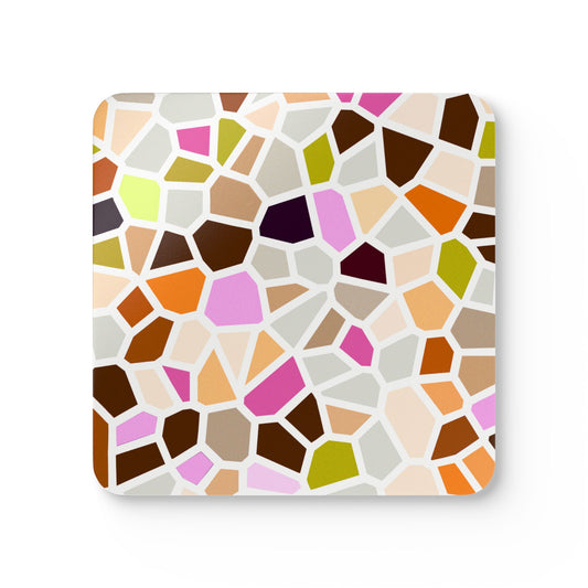 Cork Coaster Set — Retro Mosaic Tile Drink Coasters (4-Pack)