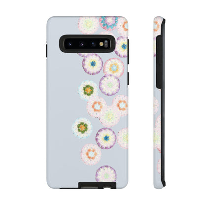 Dual Layer Tough Phone Cases Crochet Patterned Floral Grey