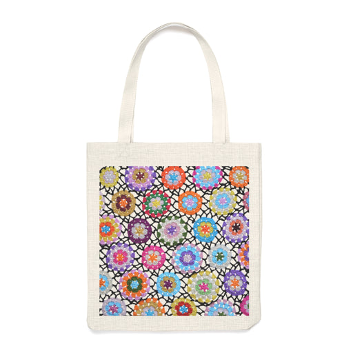 Crochet Pattern Print Tote Bag Multi Natural