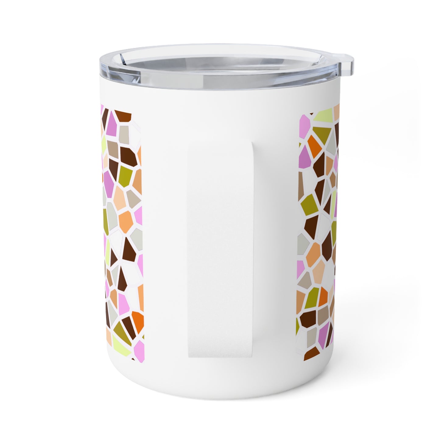 10oz Insulated Coffee Mug — Retro Mosaic Pattern