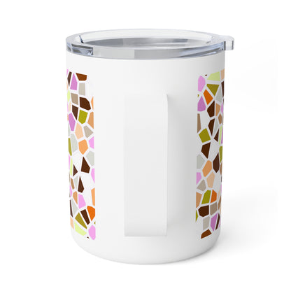 10oz Insulated Coffee Mug — Retro Mosaic Pattern