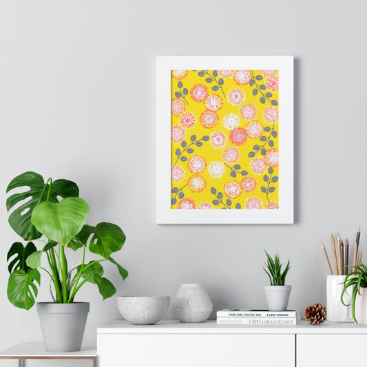 Framed Floral Vertical Poster - Yellow