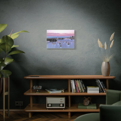 Harbor Sunset Matte Canvas Print — Stretched Coastal Lighthouse Wall Art