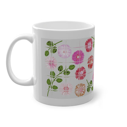 Morning Glory Tile Coffee Mug Design Image-- Grey