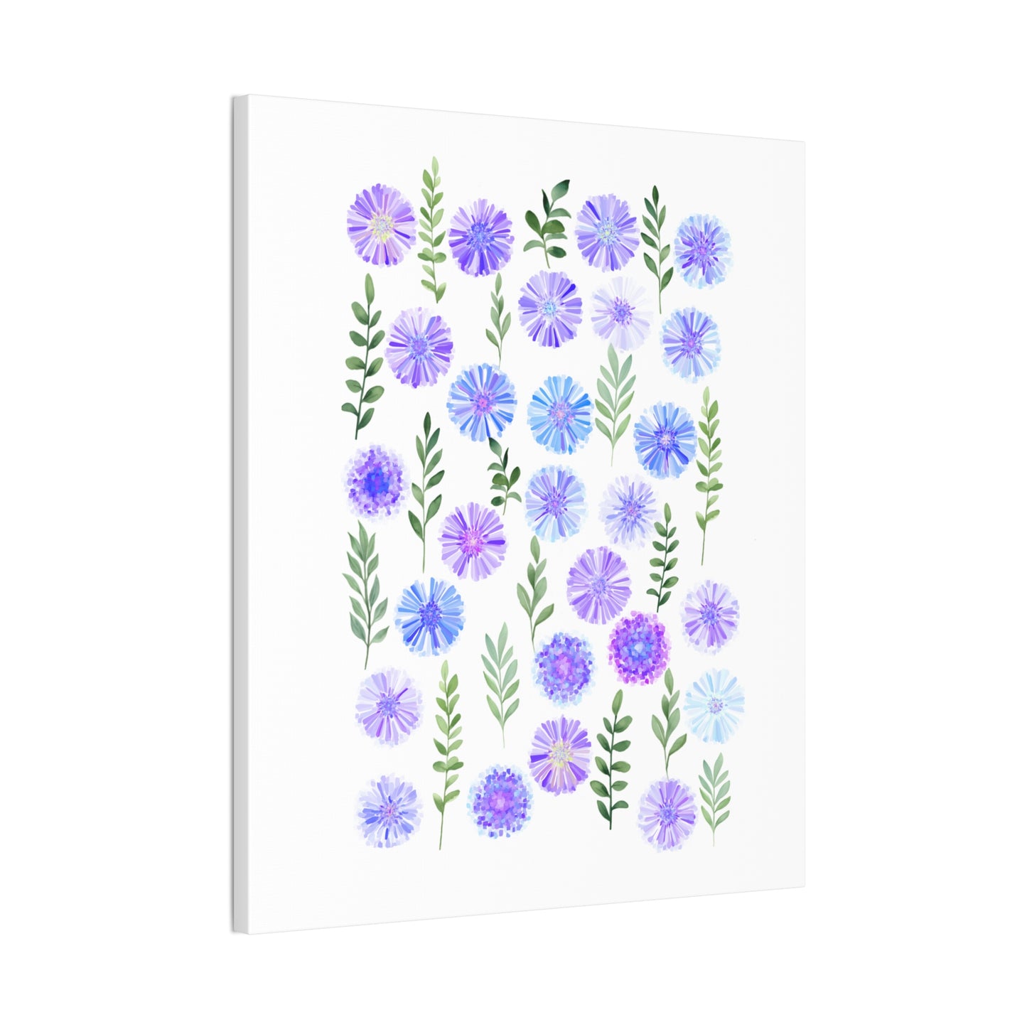 Abstract Canvas Wall Art Cornflowers-- White