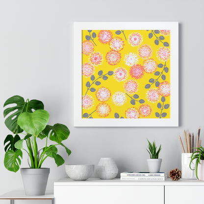 Framed Floral Vertical Poster - Yellow