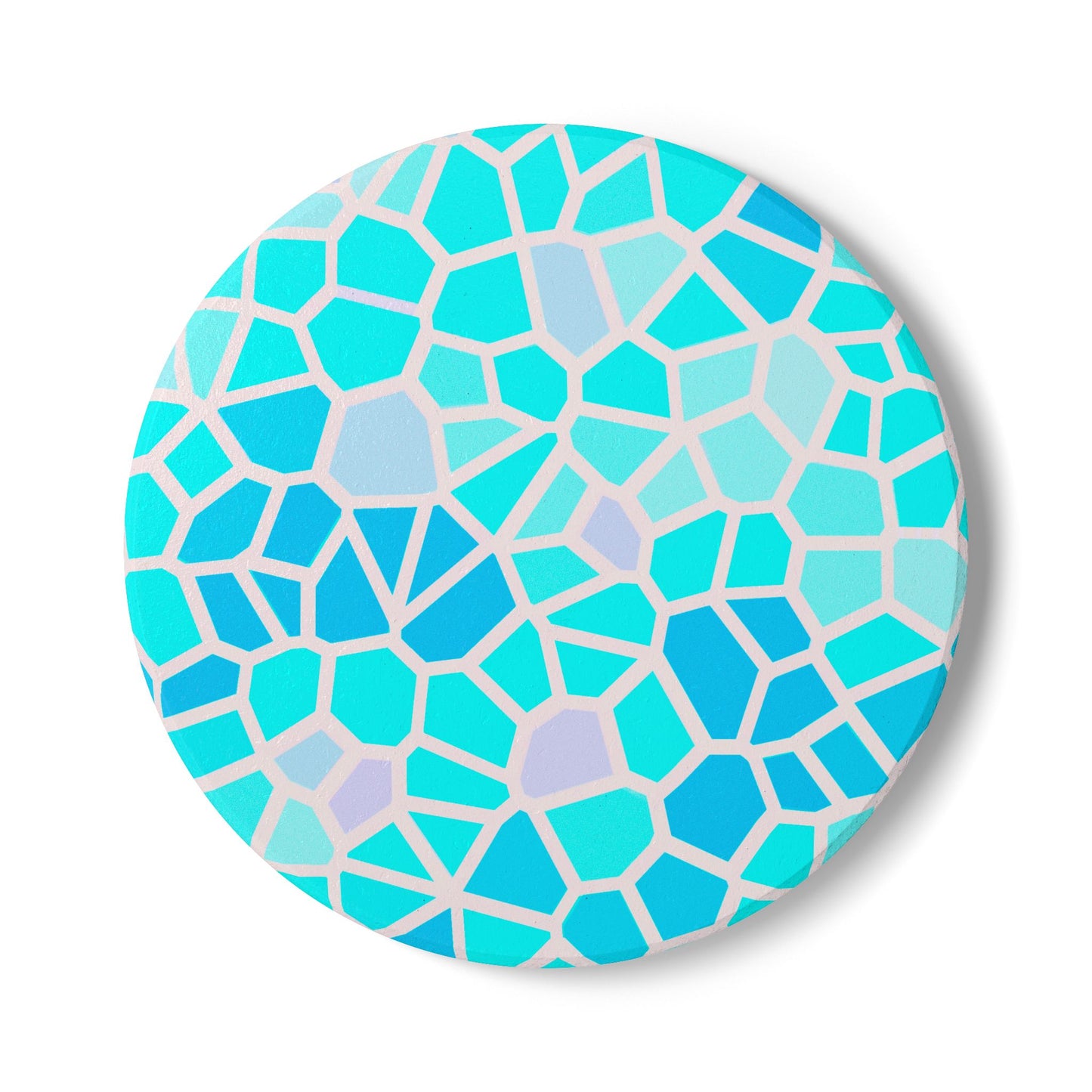Geomeric Mosaic Ceramic Coaster — Aqua