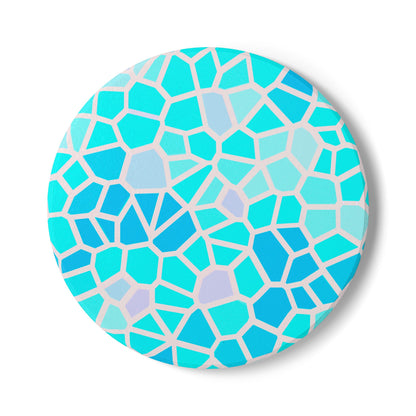 Geomeric Mosaic Ceramic Coaster — Aqua