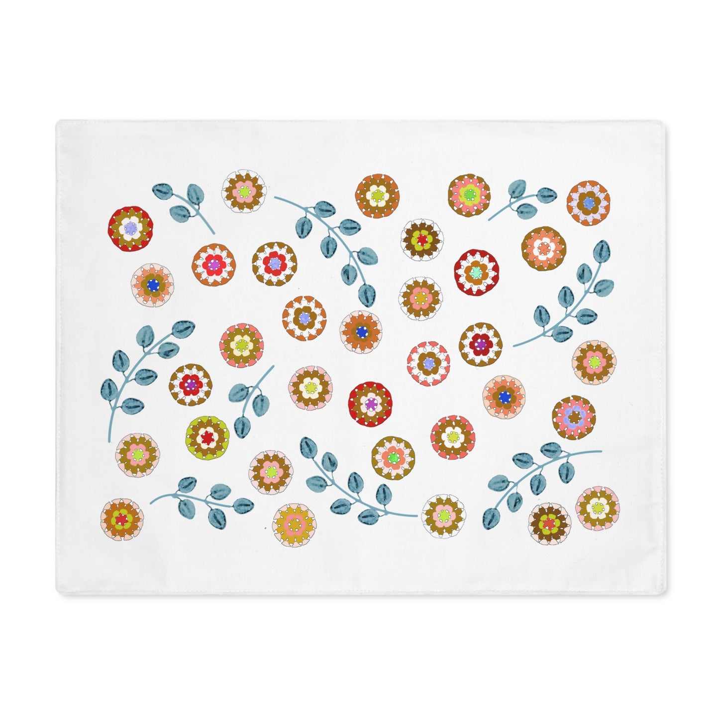 Brown Shade Crochet Flower Pattern Print Table Placemat