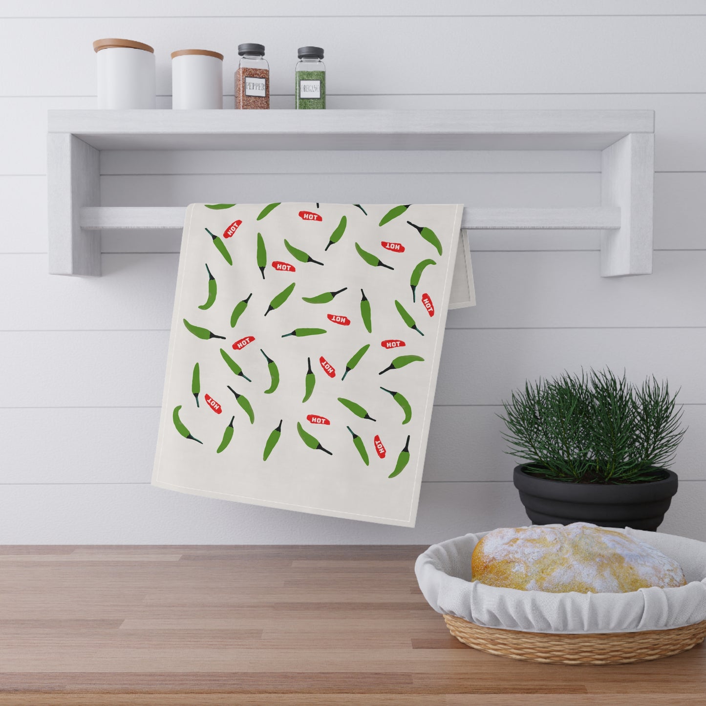 Copy of Chili Pepper Pattern Cotton Tea Towel — White Kitchen Dish Towel
