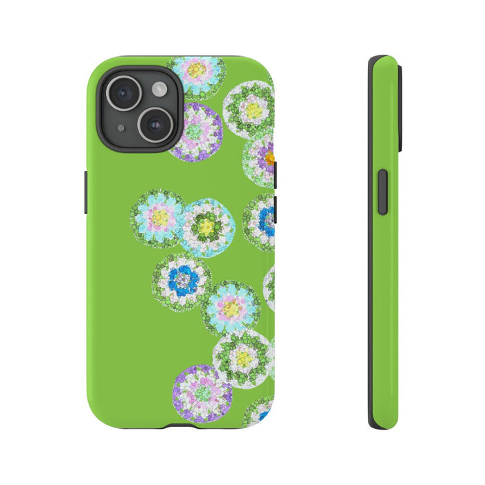 Dual Layer Tough Phone Cases Floral Green