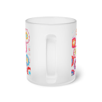 Frosted Glass Mug Floral Cherry Blossom