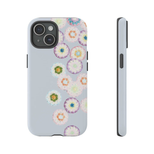 Dual Layer Tough Phone Cases Crochet Patterned Floral Grey