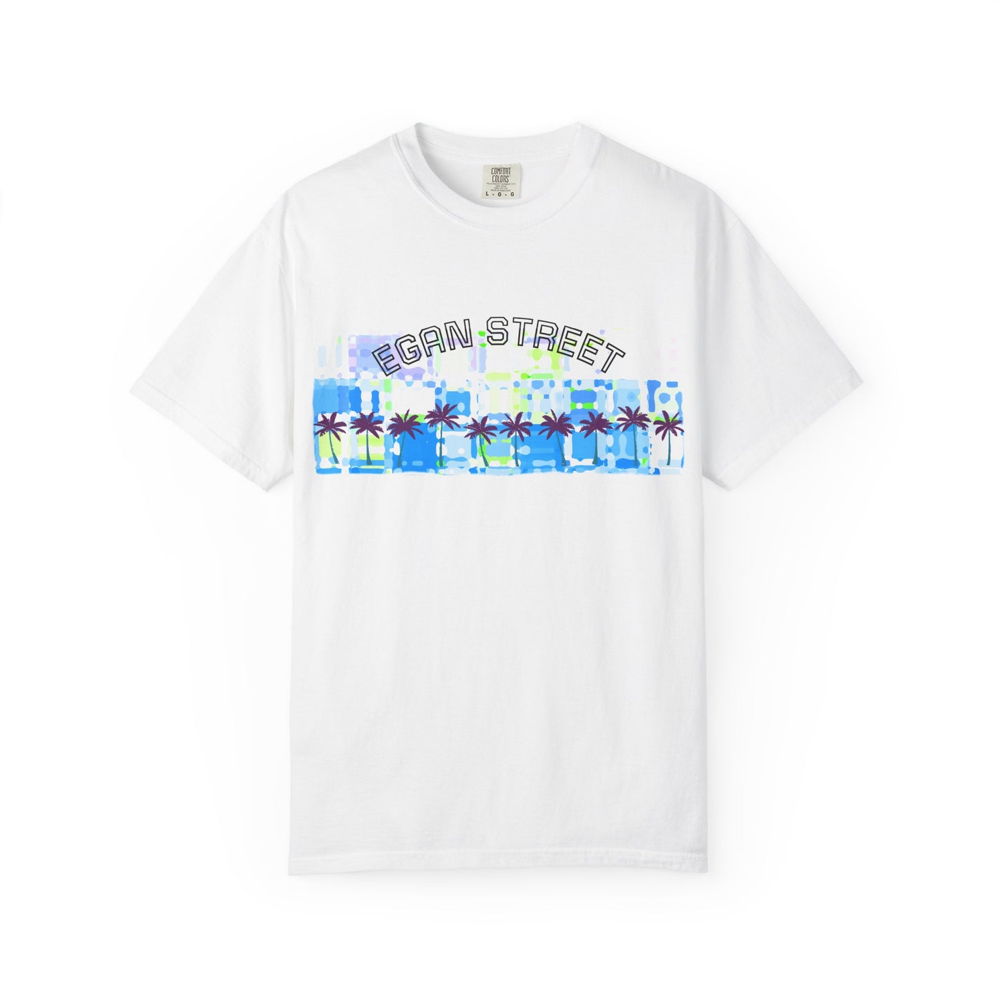 Men's Egan Street Retro Palm Beach Surf Tee Red Design Blue Design